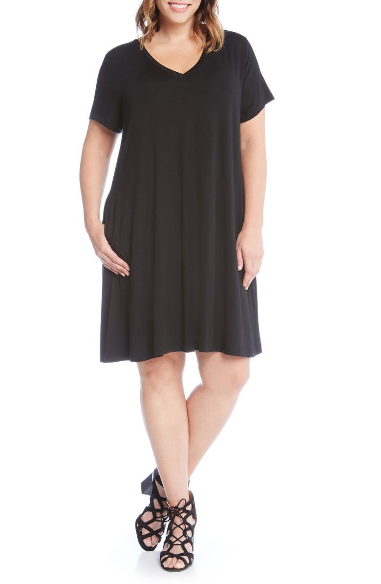 Karen Kane Quinn Pocket Shift Dress, Alternate, color, Black
