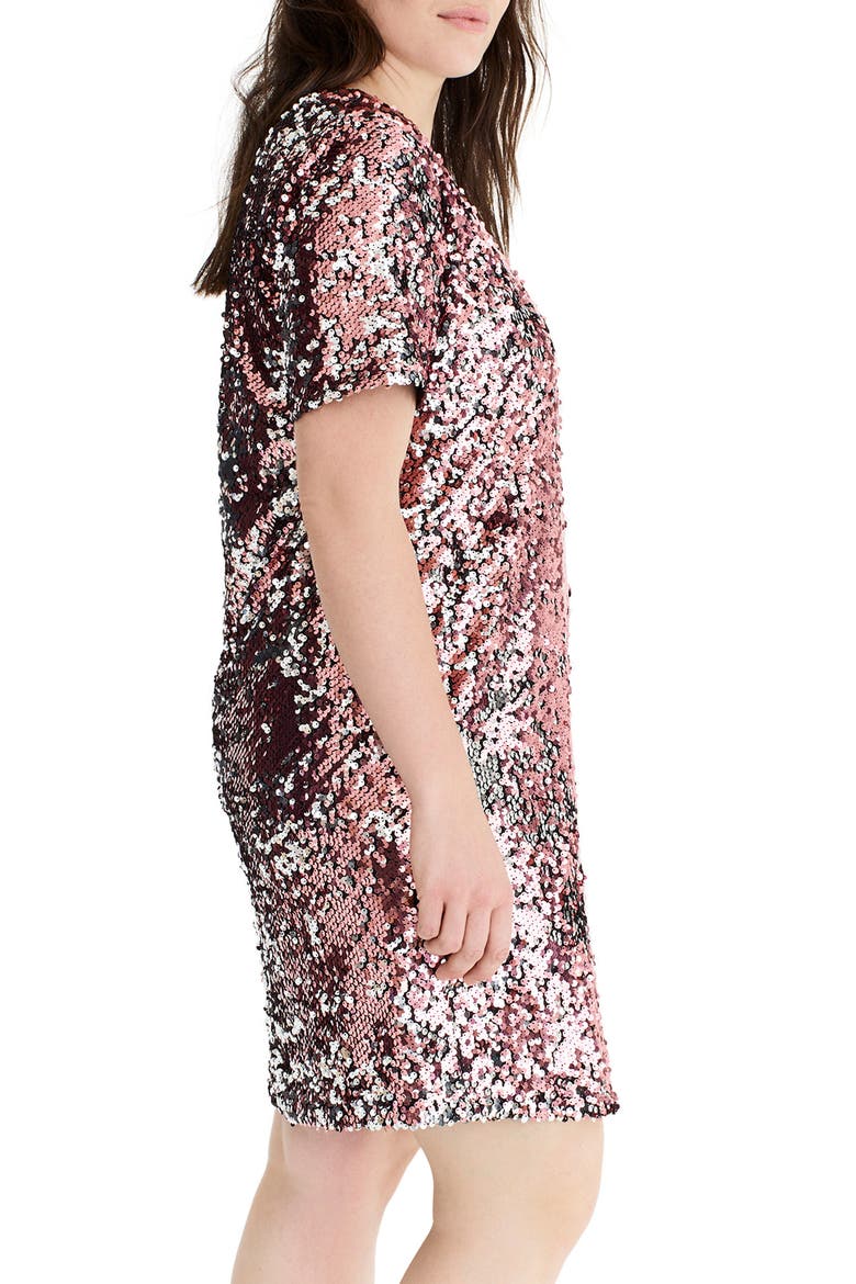 for J.Crew Sequin Shift Dress, Alternate, color, PALE PINK/ SILVER