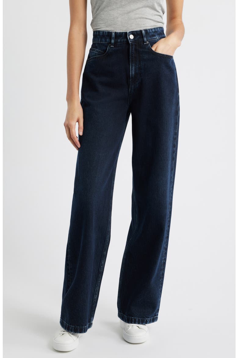 Marlene High Waist Wide Leg Jeans, Main, color, DARK BLUE