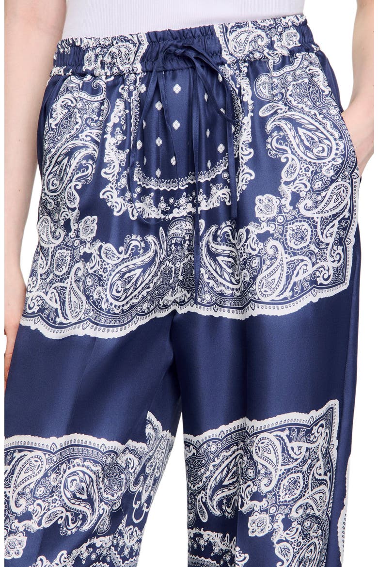 Bandana-print floaty trousers, Alternate, color, Blu / white
