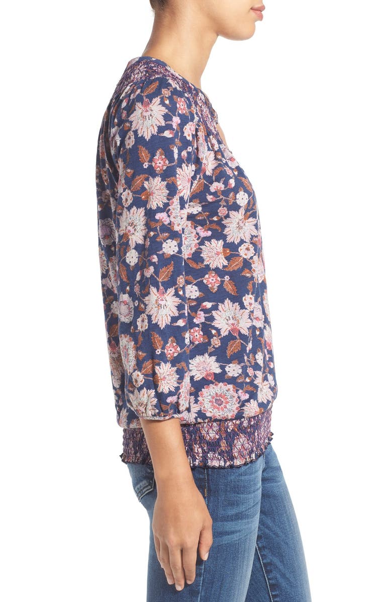 Lucky Brand Floral Print Blouson Top, Alternate, color, 