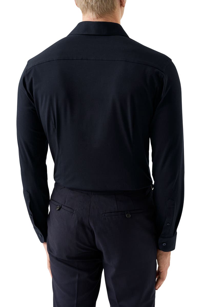 Eton Slim Fit Solid Navy 4Flex Stretch Jersey Dress Shirt, Alternate, color, Navy