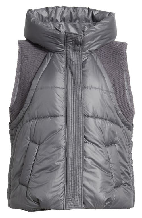 Dra Violet Hooded Hybrid Puffer Vest In Gray