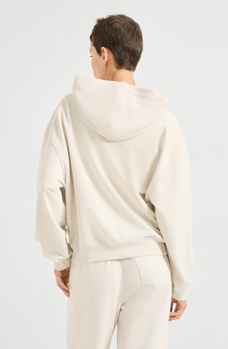 Brunello Cucinelli Smooth cotton French terry sweatshirt, Alternate, color, Milk