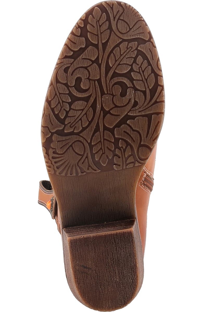 L'Artiste by Spring Step Galop Embossed Floral Leather Bootie, Alternate, color, Camel