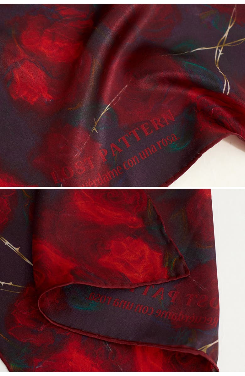 Lost Pattern La Rosa Silk Pocket Square, Alternate, color, Red