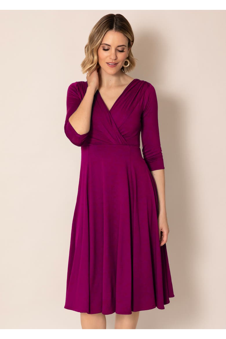 Annie Fit-Flare Midi Dress, Alternate, color, Plum Wine