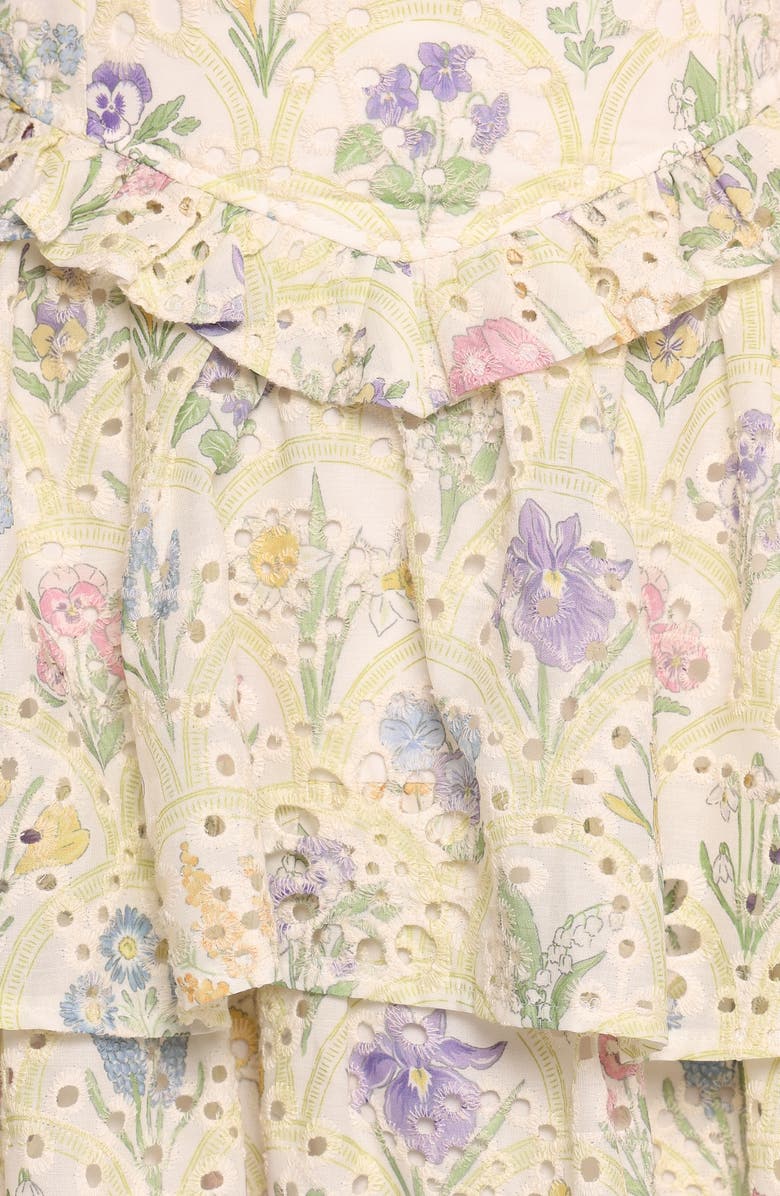 Petal & Pup Iveta Floral Eyelet Embroidered Midi Dress, Alternate, color, Multi Floral