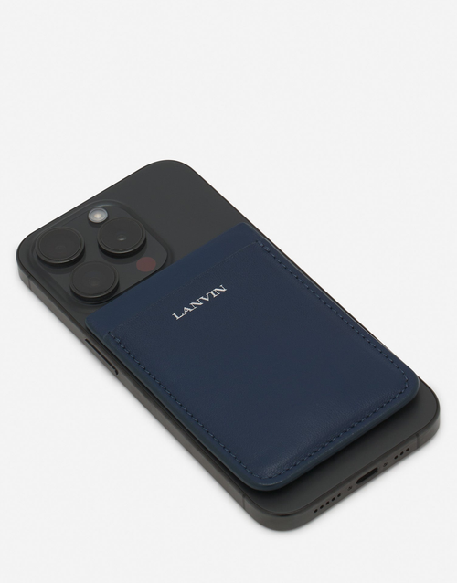 Lanvin Magnetic Leather Cardholder In Blue