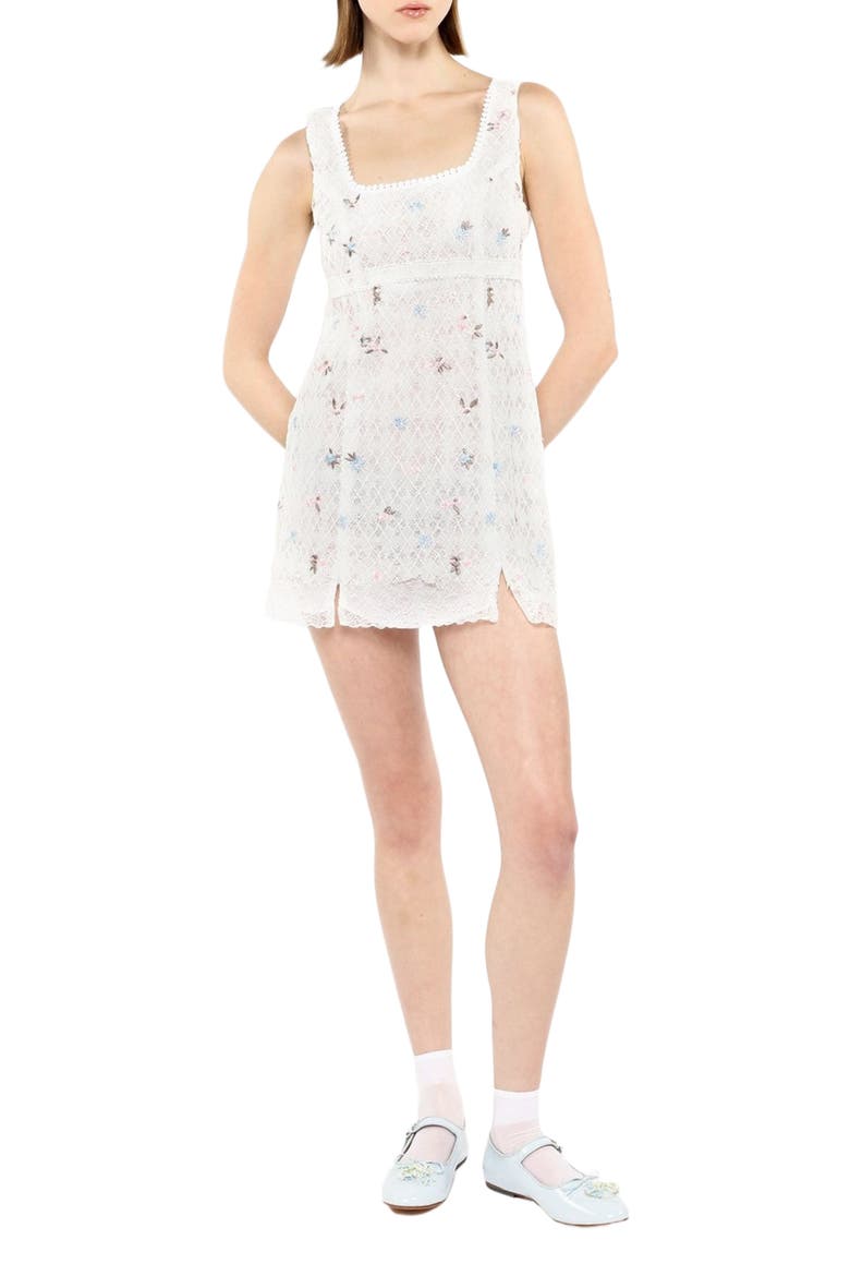 Embroidered Lacey Trellis Mini Dress, Main, color, White Multi