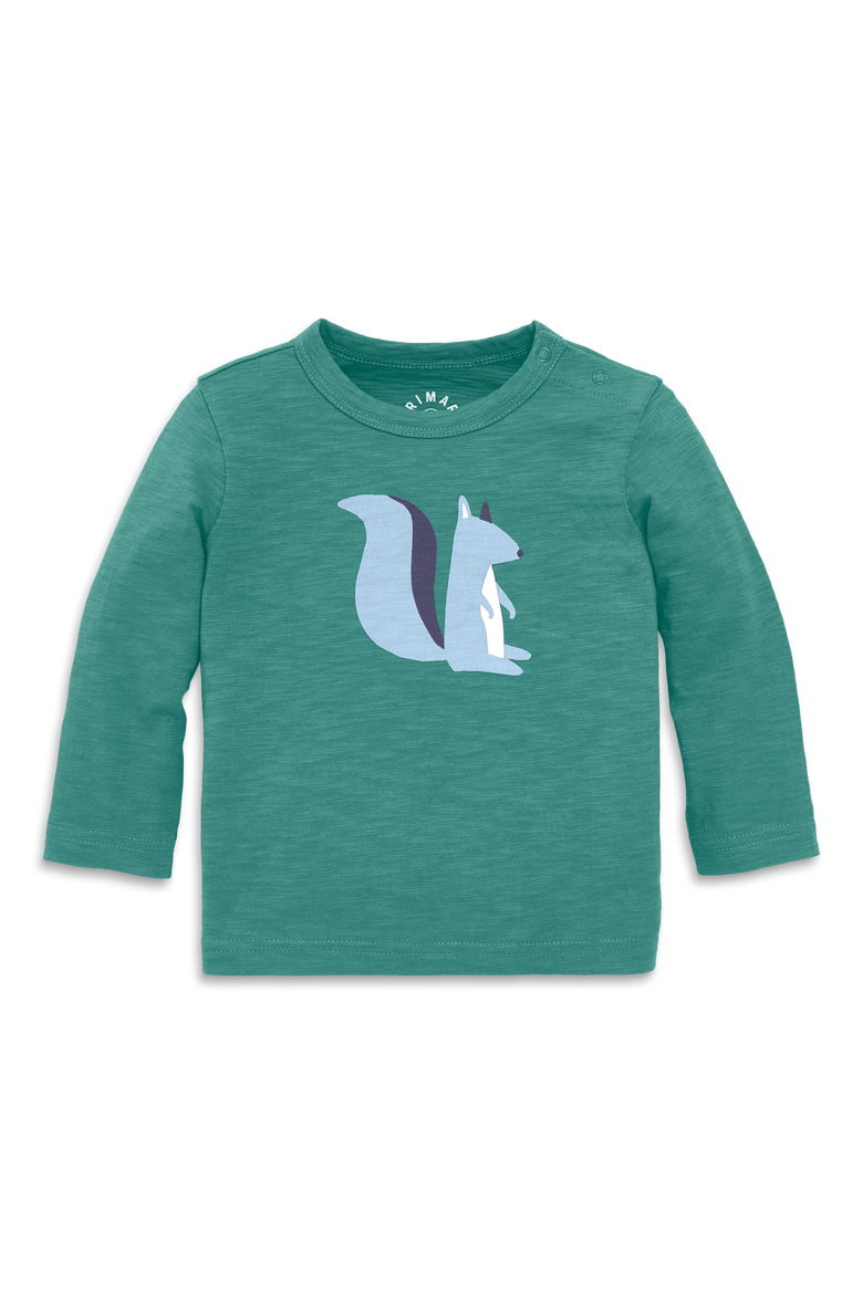 Baby Long Sleeve Squirrel Tee, Main, color, Sunwashed Teal Squirrel
