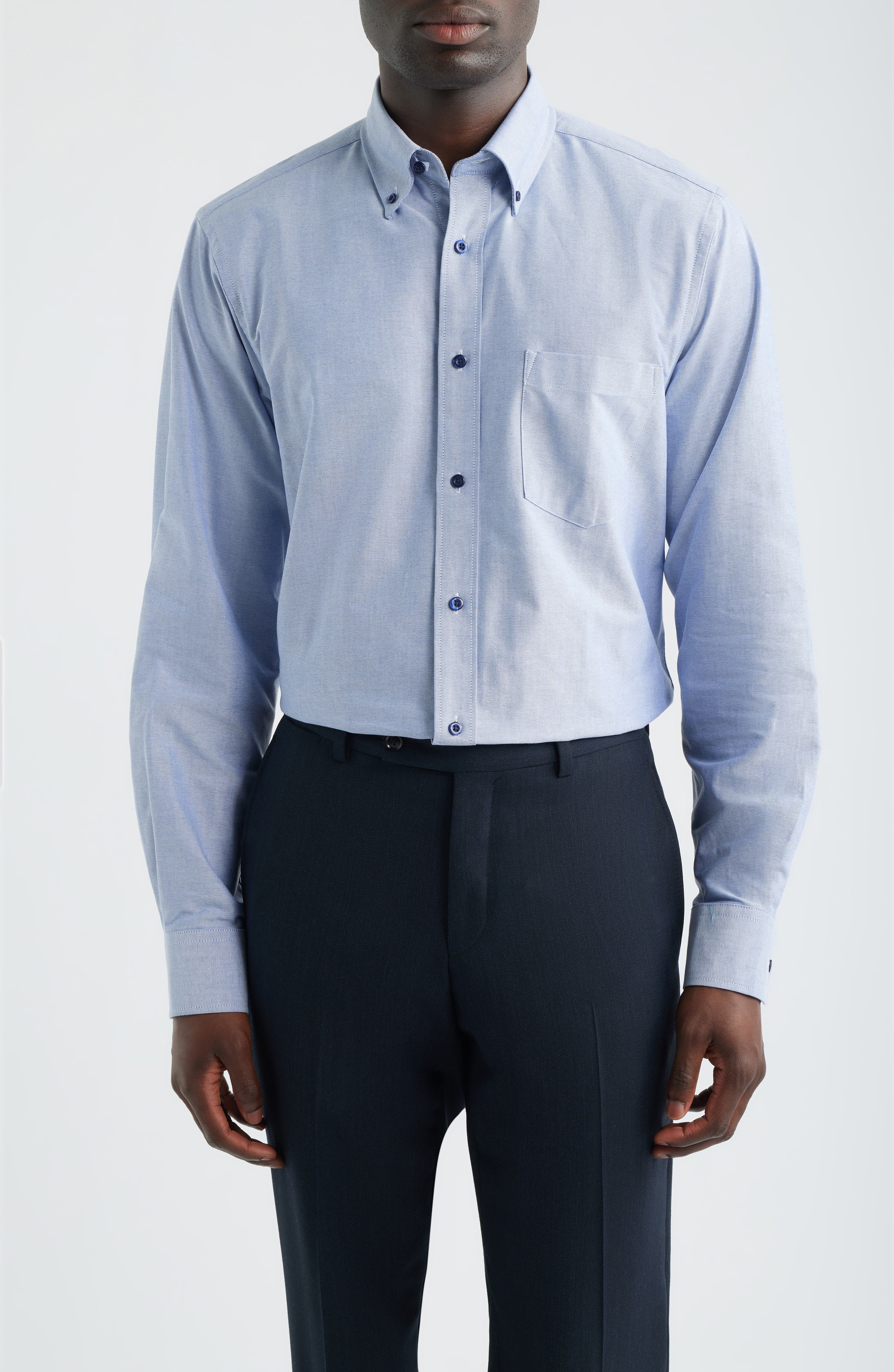 Regular Fit Solid Cotton Button-Down Oxford Shirt - image 3