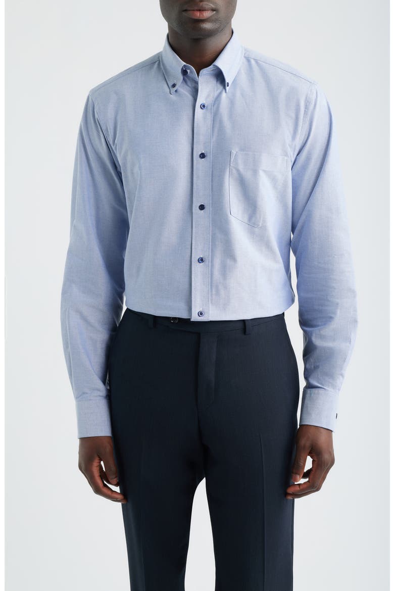 Regular Fit Solid Cotton Button-Down Oxford Shirt, Main, color, NAVY