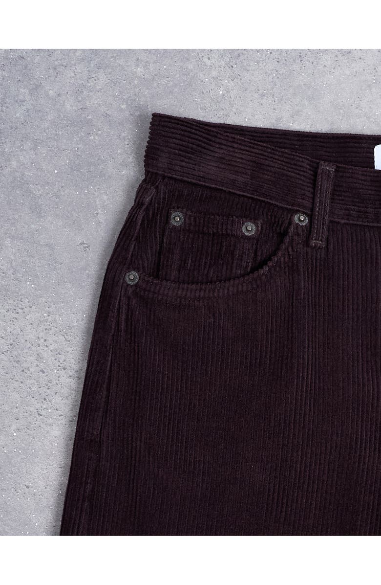 Topshop Low Rise Straight Leg Corduroy Pants, Alternate, color, Brown