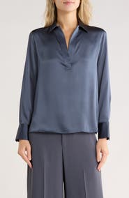 Vince Long Sleeve Satin Top