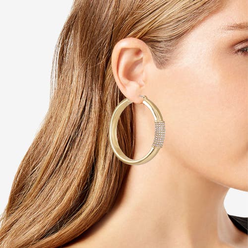 Vince Camuto Pave Centered Hoop Earrings In Gold