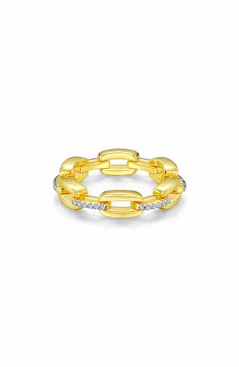 Simulated Diamond Paper Clip Chain Ring