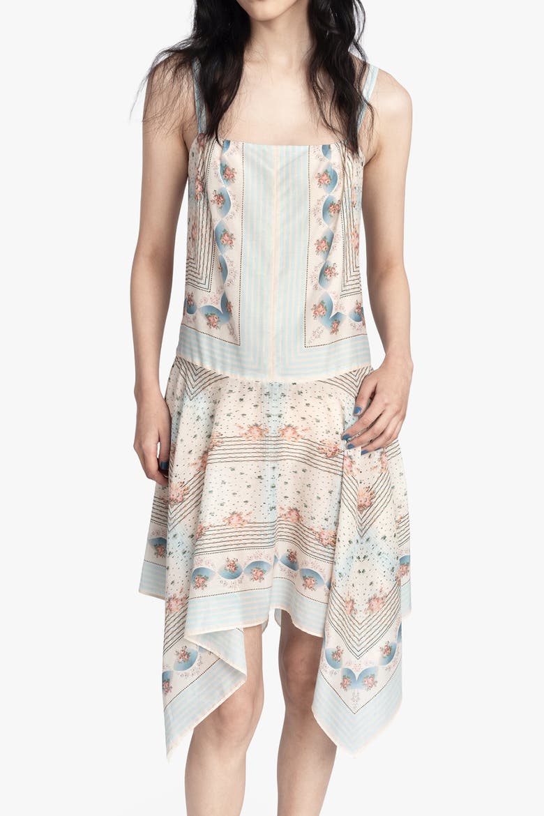 Heritage Scarf Print  Dress, Main, color, SKY BLUE