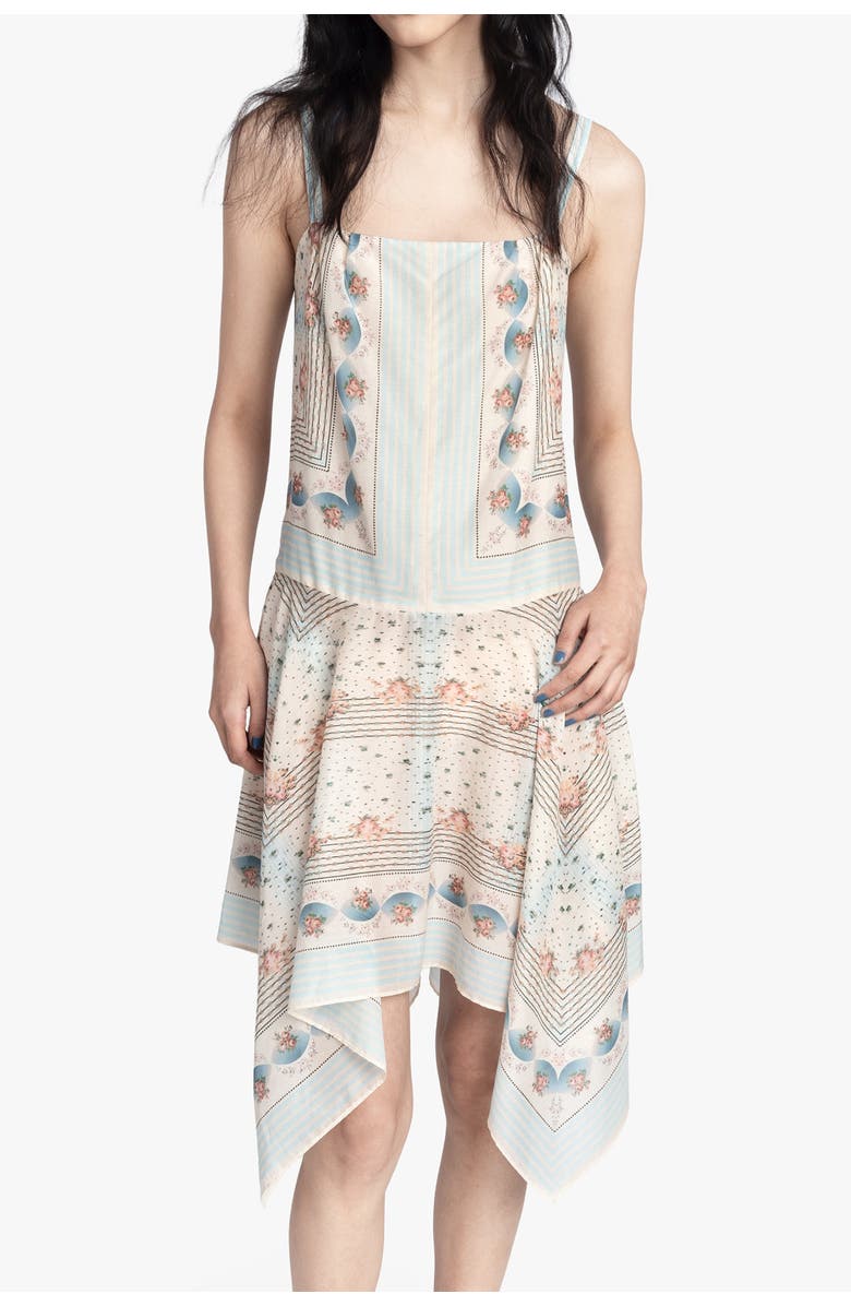 Anna Sui Heritage Scarf Print  Dress, Main, color, Sky Blue