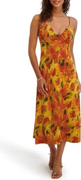 Siena Printed Satin Midi Dress