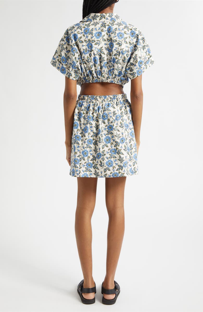 Derek Lam 10 Crosby Alba Cutout Back Mini Shirtdress, Alternate, color, Blue Bell Floral