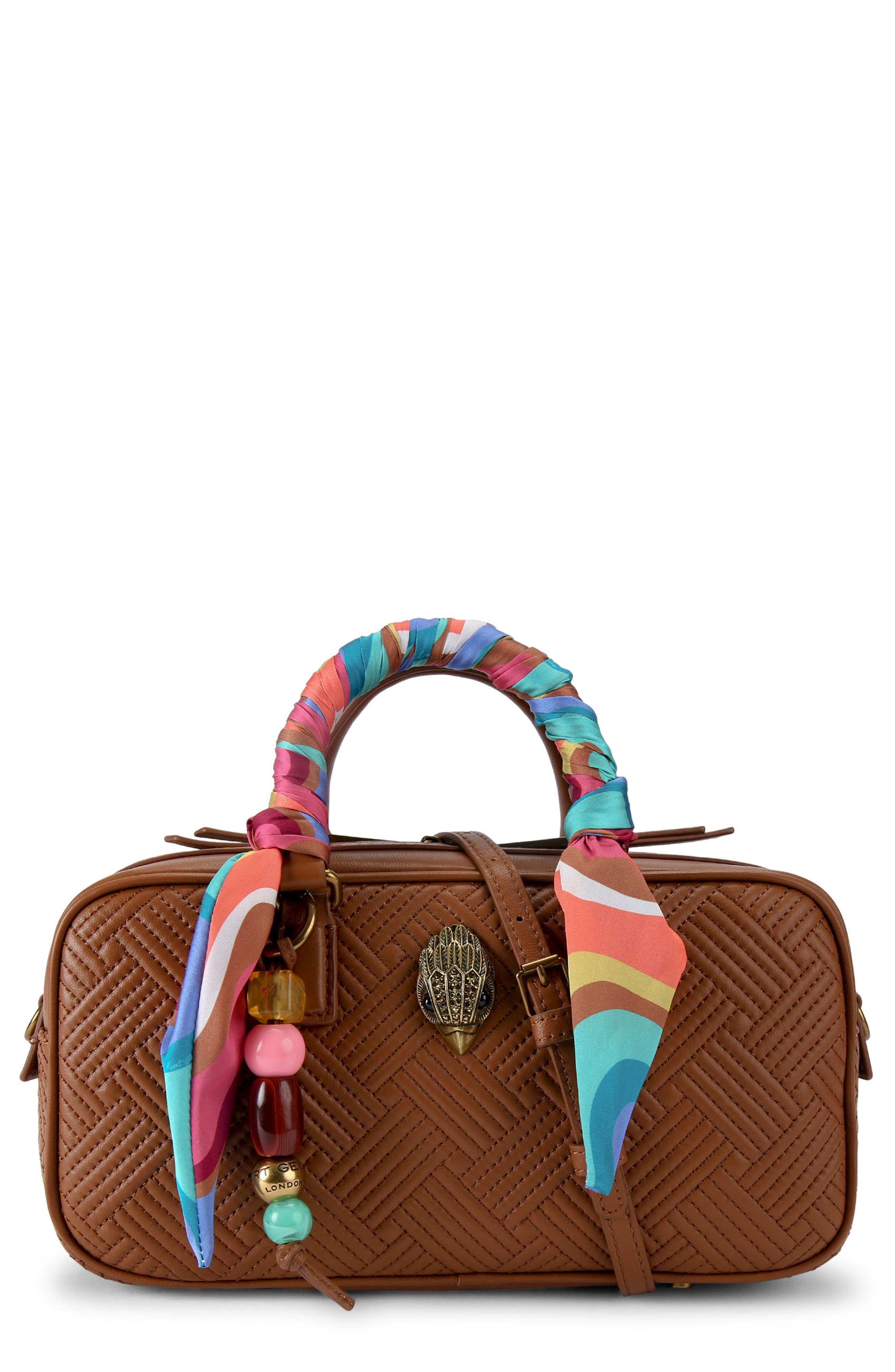 Kurt Geiger London Small Kensington Quilted Leather Duffle Bag, Main, color, Brown