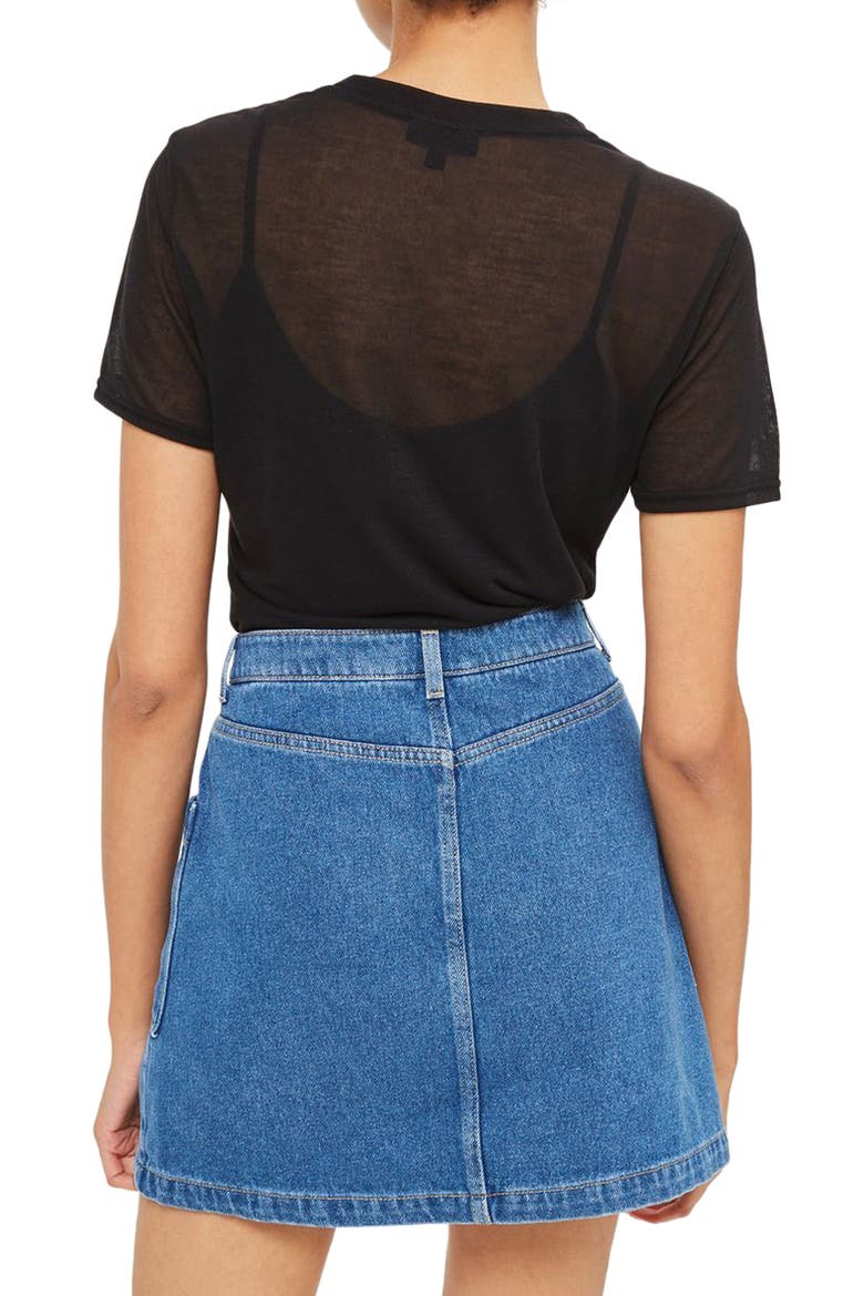 Sheer T-Shirt Bodysuit, Alternate, color, BLACK