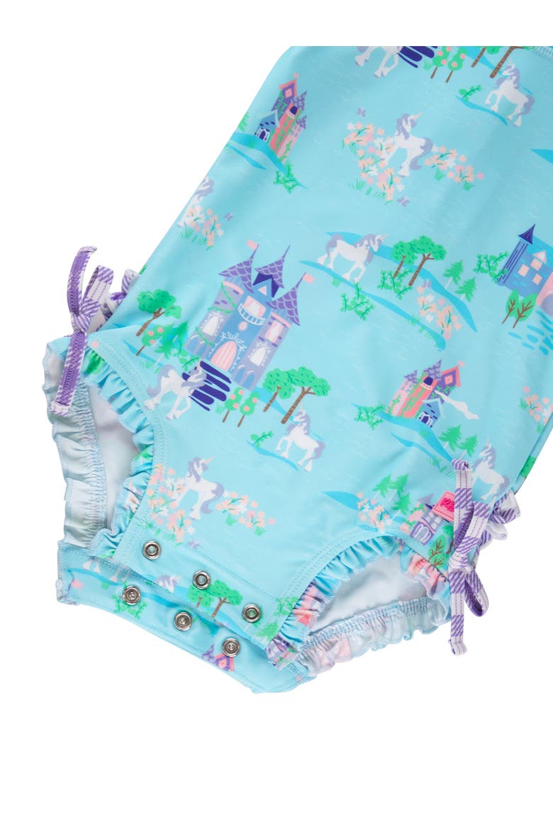 Baby Girls Long Sleeve UPF50+ One Piece Rash Guard, Alternate, color, Once Upon a Castle