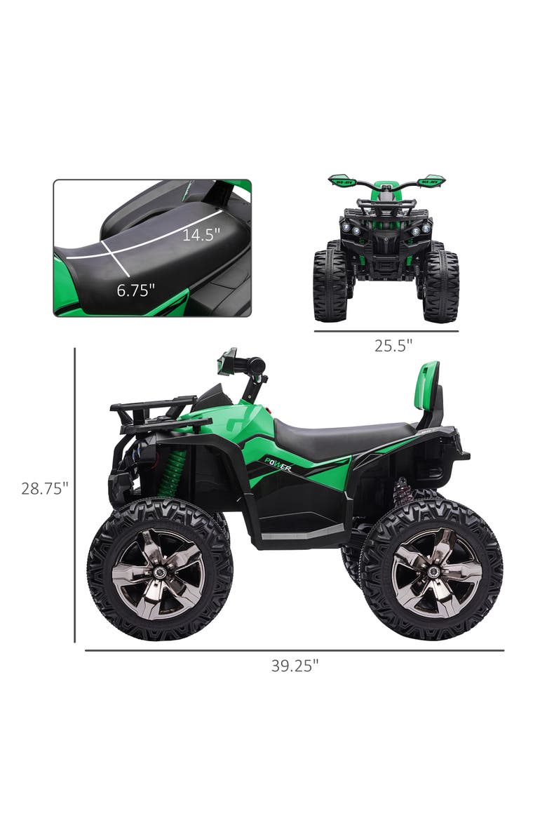 Aosom Kids Electric ATV, 12V, 4-Wheel, Music, Headlights, Alternate, color, Green