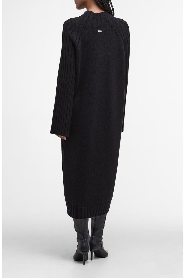 Vera Funnel Neck Long Sleeve Cotton Blend Midi Sweater Dress, Alternate, color, BLACK