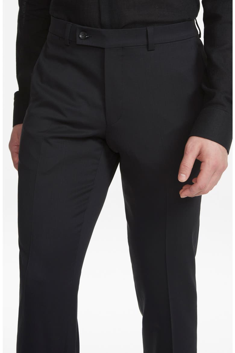 Payne Flat Front Wool Trousers, Alternate, color, BLACK