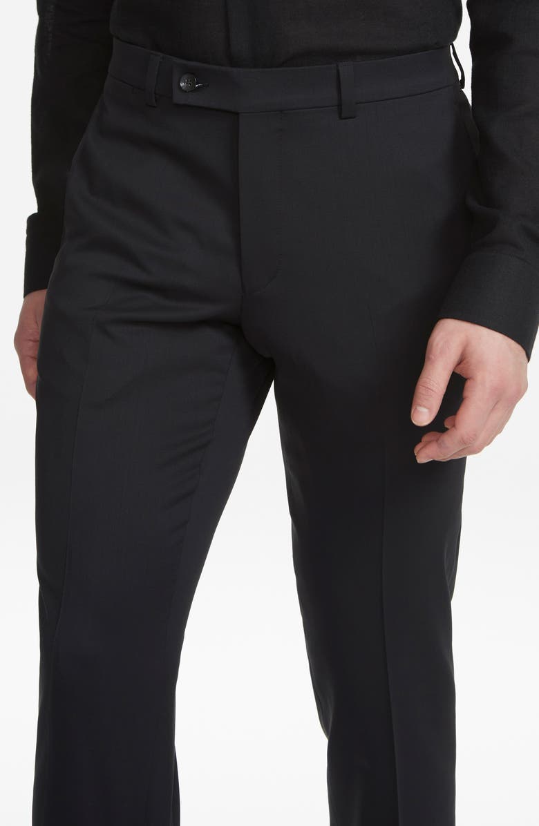Jack Victor Payne Flat Front Wool Trousers, Alternate, color, Black