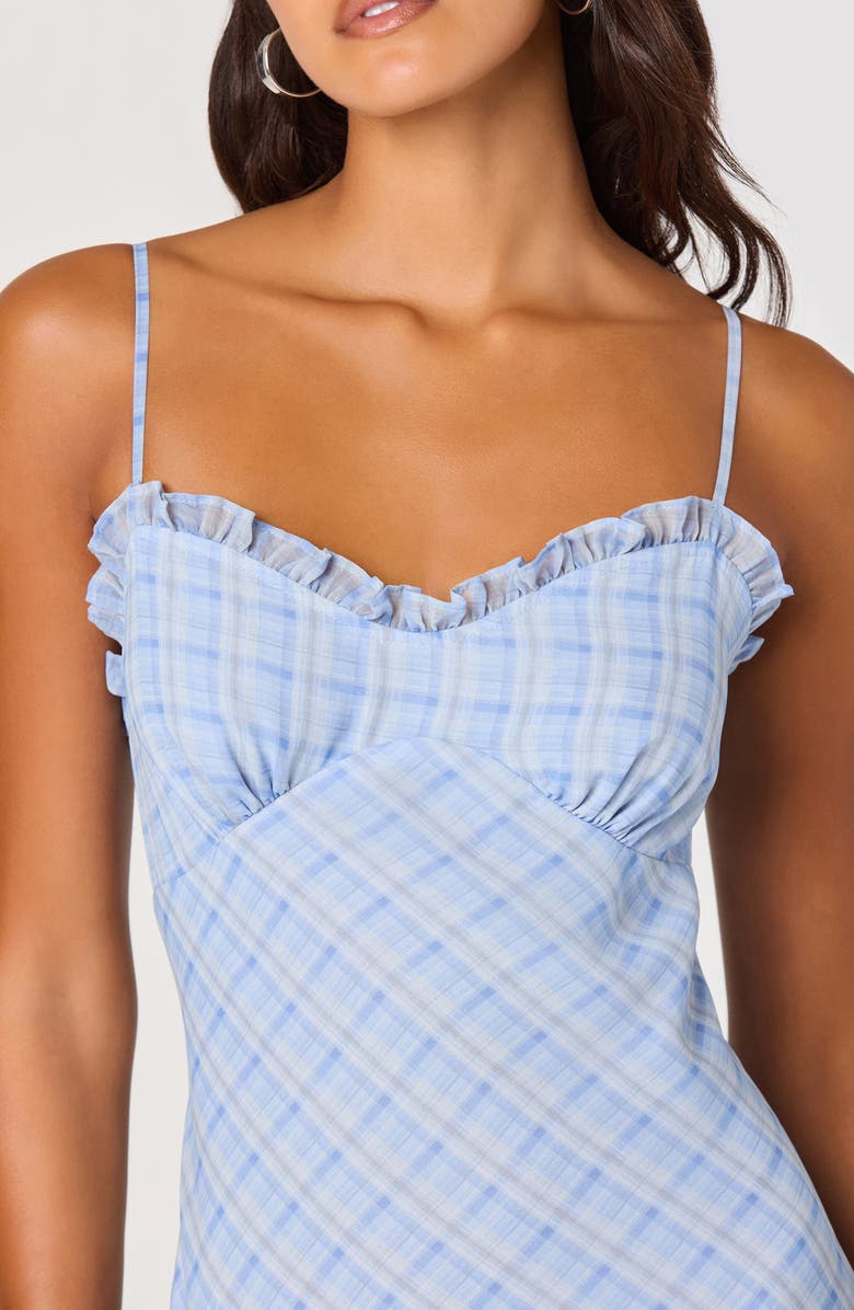ASTR the Label Maeryn Sweetheart Neck Dress, Alternate, color, Blue Plaid