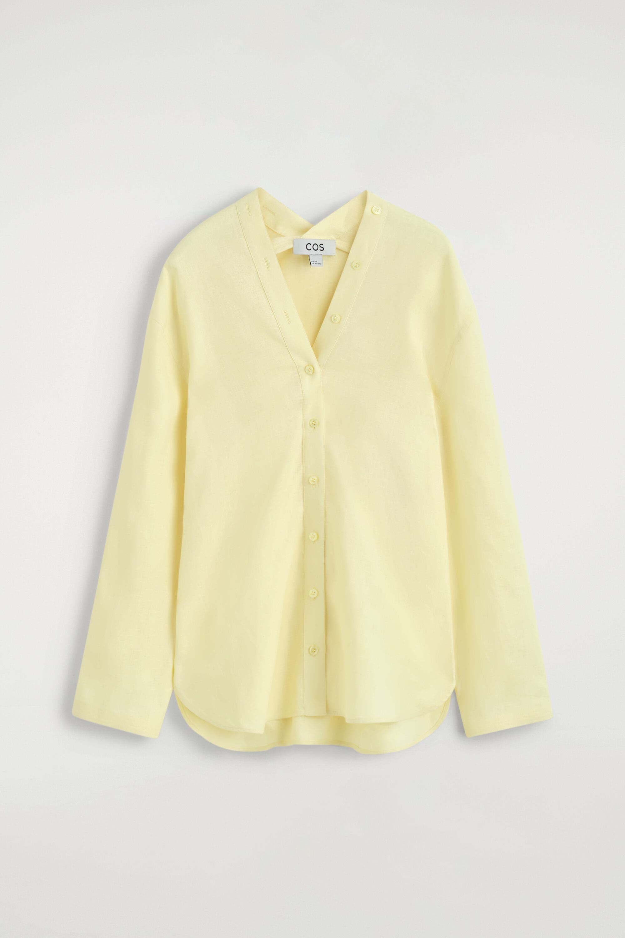 COS Button-Detail Linen V-Neck Shirt (Women) | Nordstrom