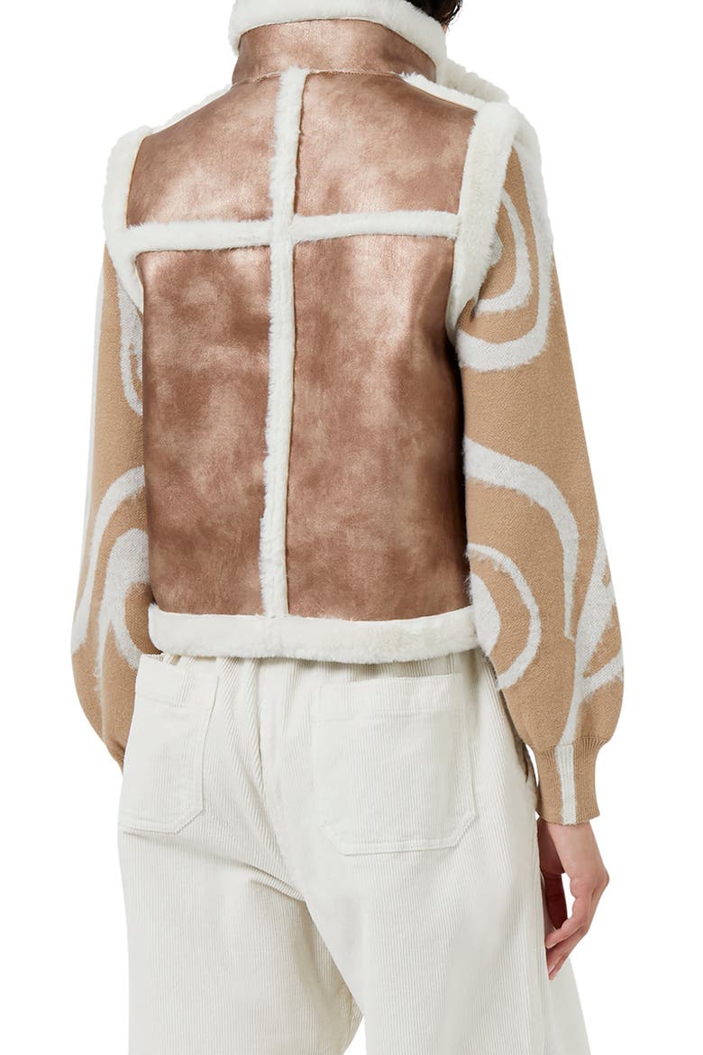 Balia Faux Fur Vest, Alternate, color, METALLIC-CREAM MULTI