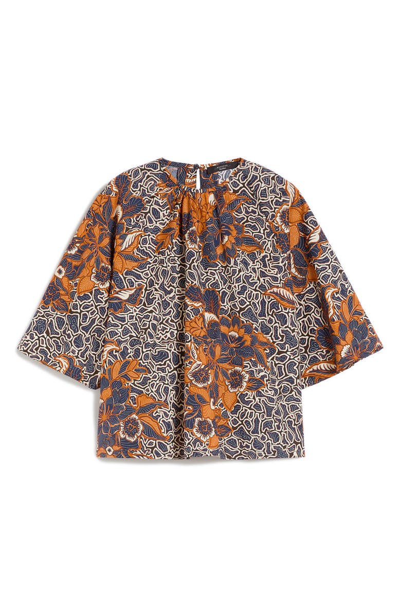 Weekend Max Mara Quaglia Floral Cotton Top, Alternate, color, Navy