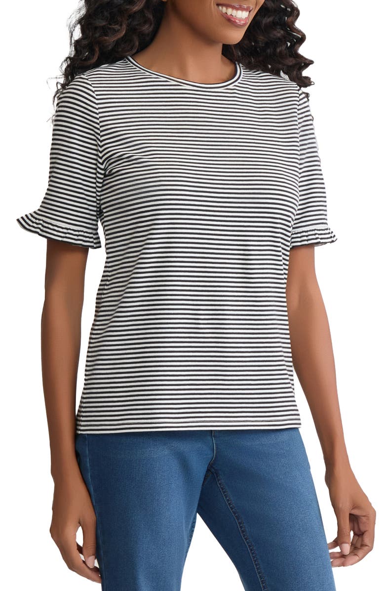 Jones New York Ruffle Elbow Sleeve T-Shirt, Alternate, color, 