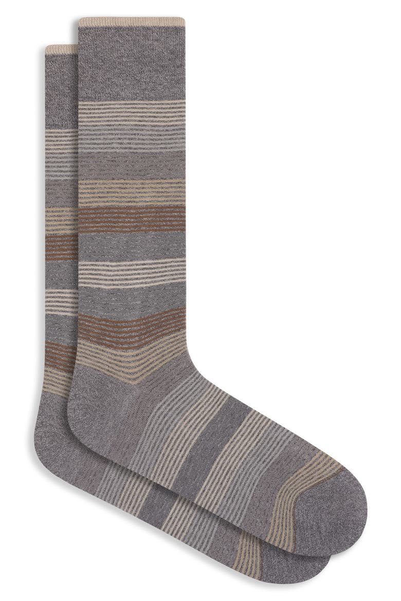 Stripe Cotton Blend Dress Socks, Main, color, STONE