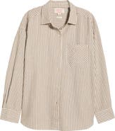 Marine Layer Gracey Stripe Oversize Cotton & Kapok Seersucker Button-Up Shirt