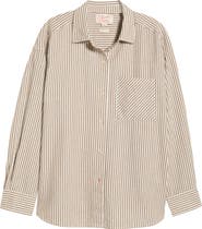 Marine Layer Gracey Stripe Oversize Cotton & Kapok Seersucker Button-Up Shirt