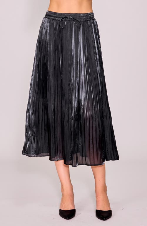 Melloday Metallic Release Pleat Skirt In Black