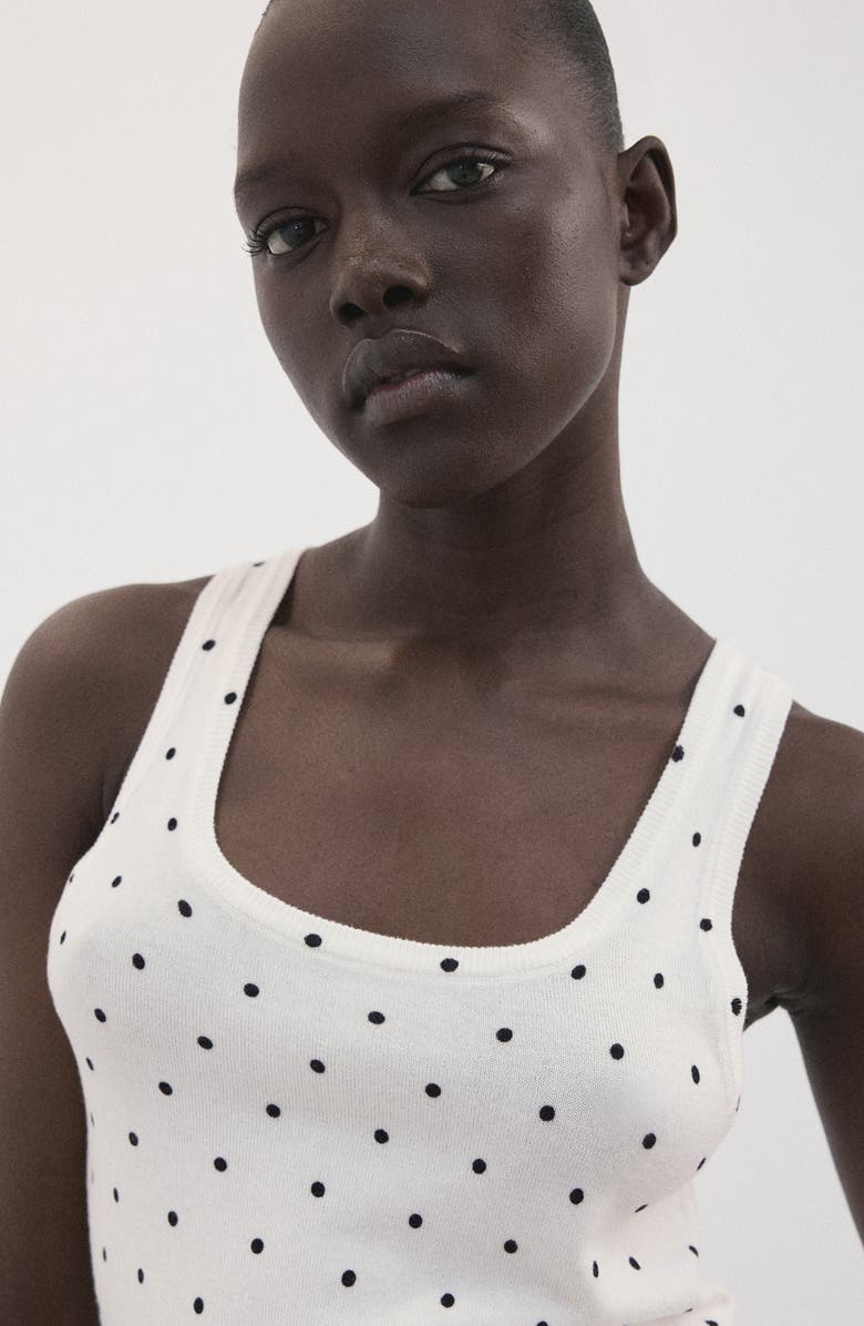 MANGO Polka Dot Knit Top, Alternate, color, Off White