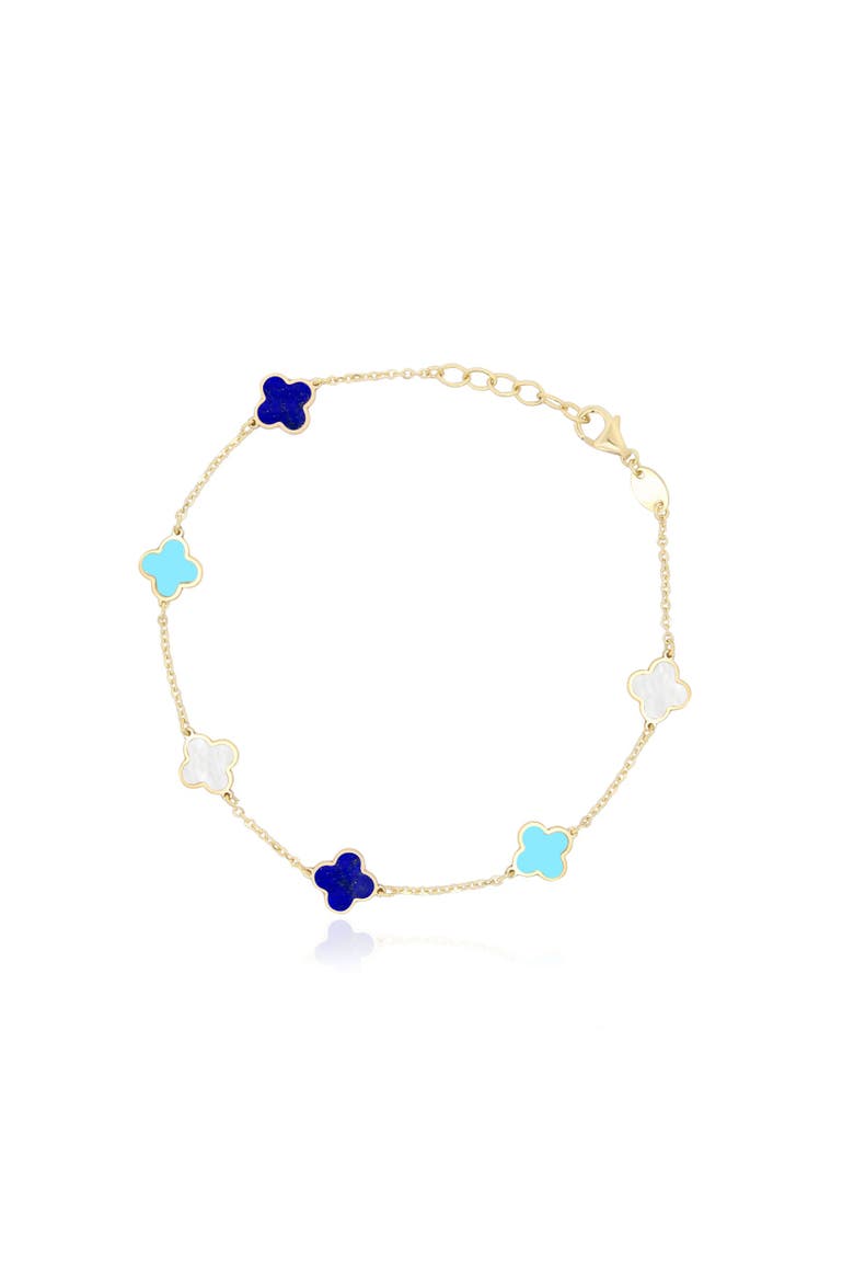 Mini Blue Mixed Clover Bracelet, Main, color, Blue Mixed