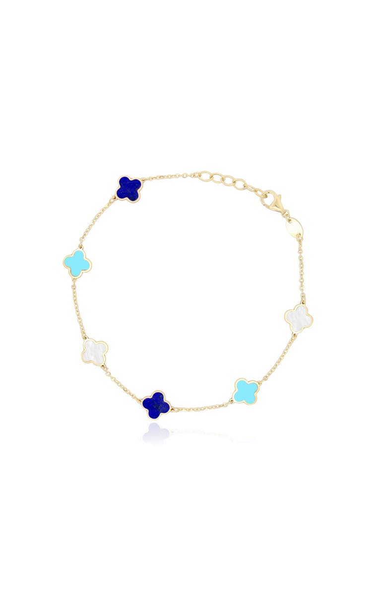 The Lovery Fine Jewelry Mini Blue Mixed Clover Bracelet, Main, color, Blue Mixed