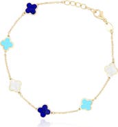 The Lovery Fine Jewelry Mini Blue Mixed Clover Bracelet
