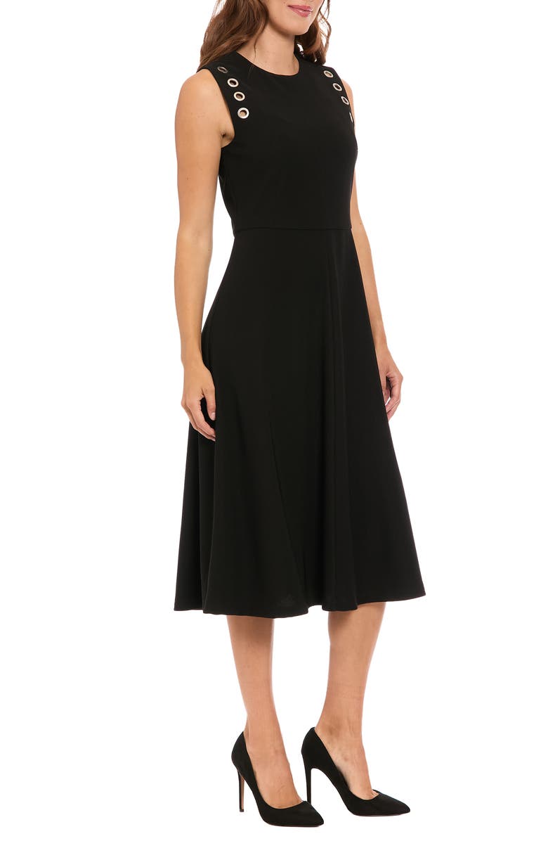 London Times Ottoman Grommet Sleeveless Midi Dress, Alternate, color, Black
