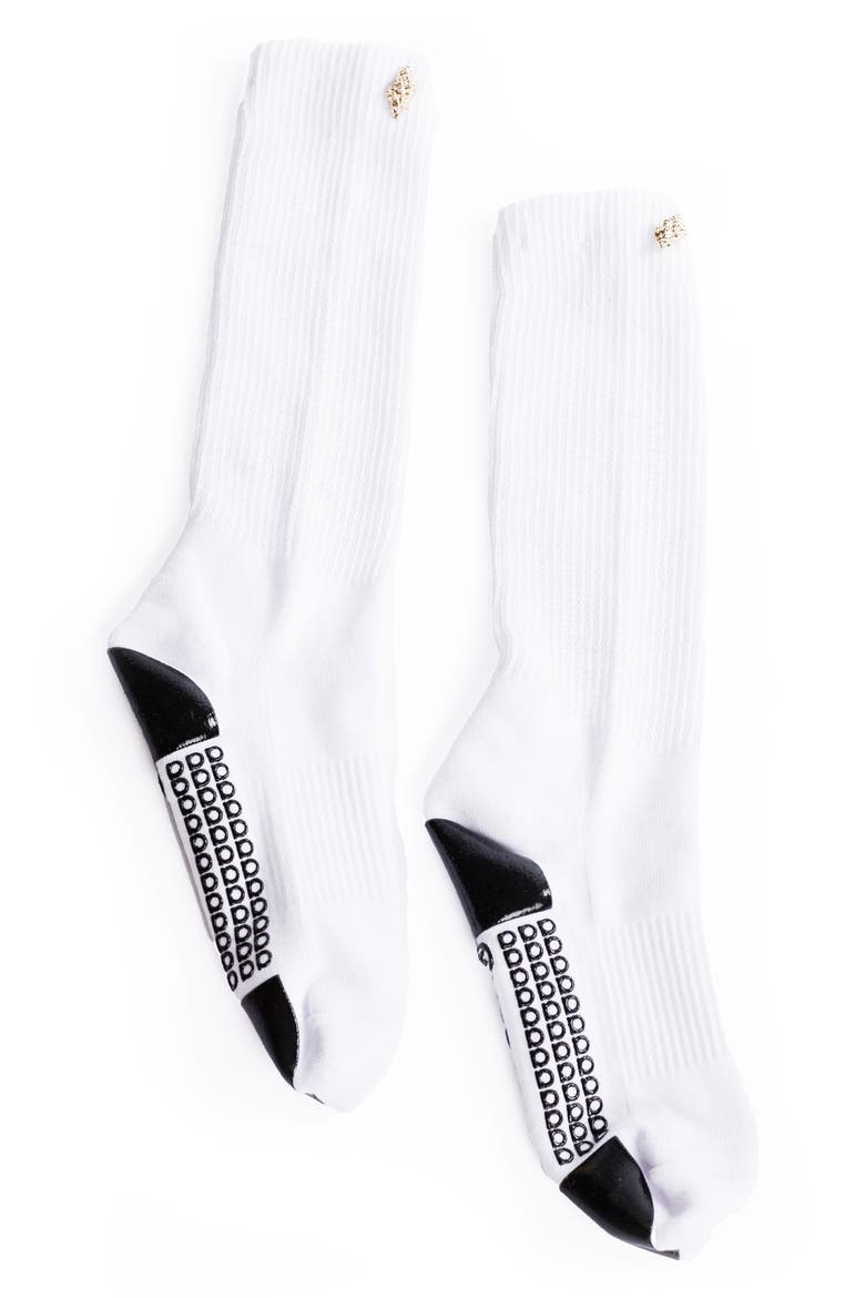 Seashell Slouchy Grip Crew Socks, Alternate, color, WHITE