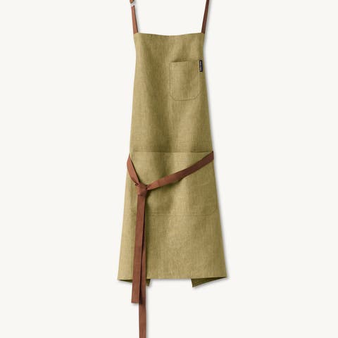 Classic Linen Bib Apron for Men & Women with Front Pockets