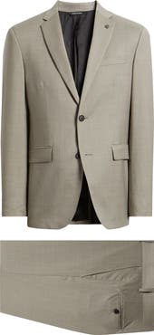 AllSaints Ross Slim Fit Taupe Wool Suit