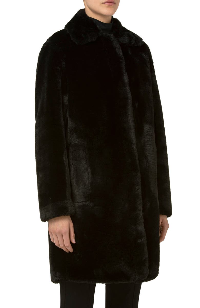 Akris punto Faux Fur Coat, Alternate, color, Black
